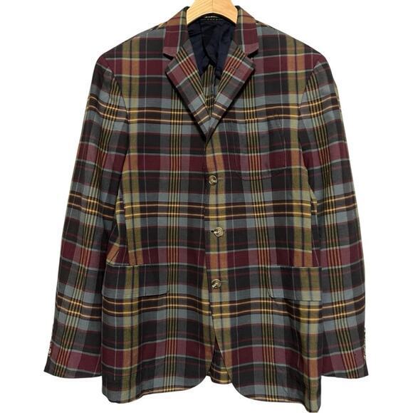 Polo Ralph Lauren Other - Polo Ralph Lauren Vintage USA Mens 38R Green Blue Red Plaid Cotton Blazer Jacket